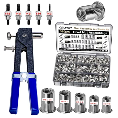 Miniatura 7 de SAE Herramienta de tuerca remachadora 420 piezas de acero al carbono imperial Kit de herramientas de tuerca de remache