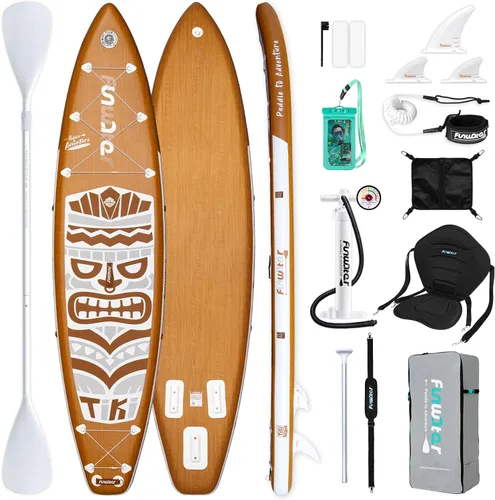 Miniatura 17 de FunWater 8'/10'/10'6"/11'6" Inflatable Stand Up Paddle Board with Premium SUP Paddleboard Accessories, Wide Stable Anti-Slip EVA Deck,Paddle Boards