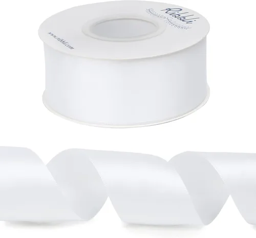 Miniatura 2 de Ribbli - Cinta de satén blanca de doble cara, 1-1/2 pulgadas x 25 yardas, uso para ramo de lazos, envoltura de regalos, boda, arreglos florales