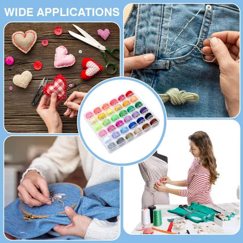 Miniatura 5 de WADORN 984 yardas, 36 rollos de cuerda de poliéster con cuentas de 0.012 in para manualidades, hilo de nudo chino para manualidades, costura