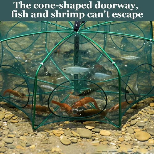 Miniatura 4 de 1/2 trampa de pesca plegable, red de camarones de cangrejos y minnow trampa portátil, trampas para cangrejos, trampas de pescado, redes de fundición