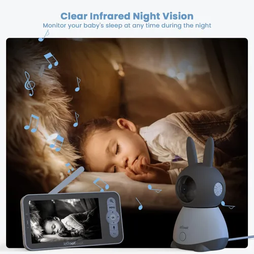 Miniatura 6 de ieGeek Monitor de Bebé con Pantalla Dividida 2K, Monitor de Bebé de Audio de 5 Pulgadas con 2 Cámaras, Video WiFi para Smartphone Cámara Dual