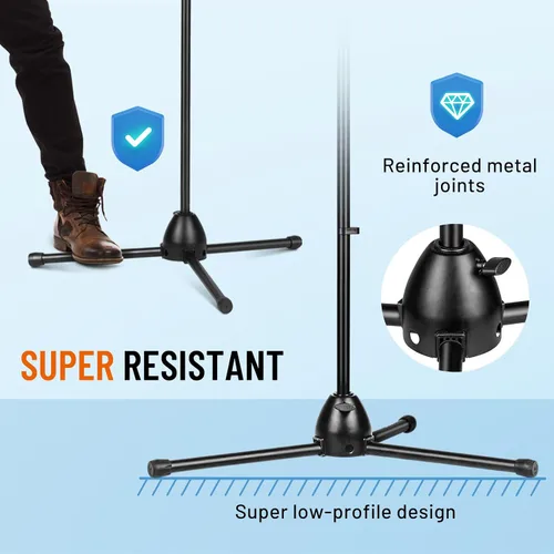 Miniatura 3 de CAHAYA Soporte para micrófono resistente súper resistente trípode universal con 2 clips para micrófonos, altura ajustable para micrófonos