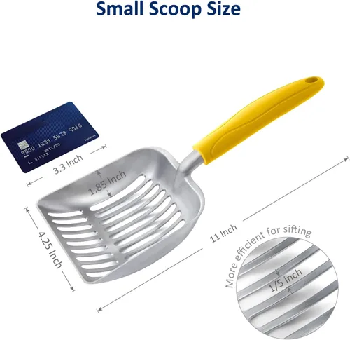 Miniatura 2 de WePet Cuchara de arena para gatos, tamiz de aleación de aluminio, pala de metal profunda, mango largo, tamizado de excrementos, levantador de heces