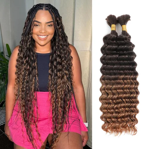 Miniatura 20 de Urbeauty Cabello Humano para Trenzar para Trenzas Boho Bob - Cabello Bohemio de Onda Profunda para Trenzar - Negro Azabache, 14 pulgadas Sin Nudos
