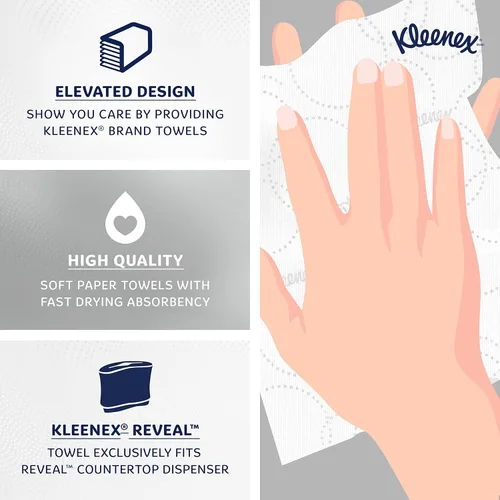 Miniatura 10 de Kleenex Reveal Dispensador de sistema de encimera (51904), 13.3” x 9” x 5.2”, se adapta a toallas de mano de papel plegadas de Kleenex, color gris