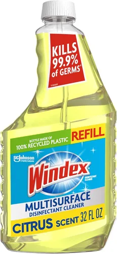 Windex - Botella de repuesto para limpiador y desinfectante multisuperficie, aroma fresco cítrico, 32 onzas líquidas