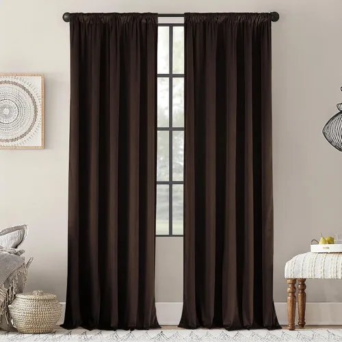 Miniatura 16 de nanbowang - Cortinas de terciopelo negro; cortinas de terciopelo de 63 pulgadas de largo, suaves, con bolsillo para cortinero, con aislamiento