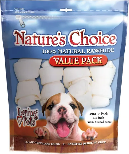 Miniatura 3 de Loving Pets Nature's Choice - Huesos de cuero crudo anudados blancos para perros, de 3 a 4 pulgadas (para perros de menos de 10 libras)