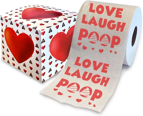 Miniatura 9 de Printed TP You're Booty-ful - Papel higiénico impreso para regalo de broma, divertido rollo de papel higiénico para San Valentín, decoración de Rojo