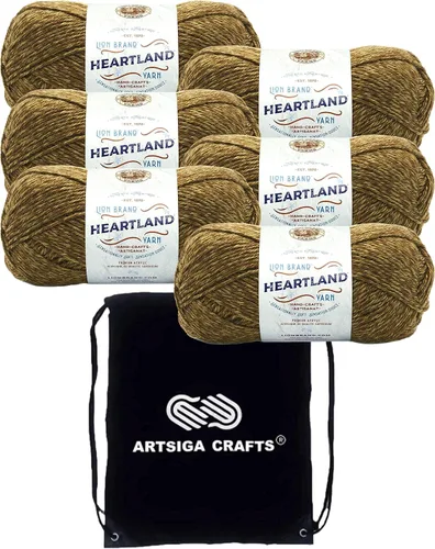 Miniatura 30 de Lion Brand Heartland Capitol Reef 136-140 (3 cadejos - mismo lote de tinte) Hilo estambre medio #4 acrílico para crochet y tejer con bolsa