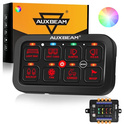 Miniatura 9 de Auxbeam Panel de interruptor de 6 bandas BC60 Sistema de relé de control de circuito universal, interruptor LED regulable automático, panel