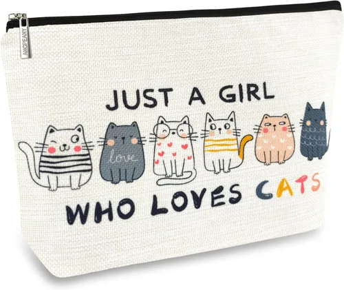 ancpeany Regalos de gato para mujeres, bolsa de maquillaje para mujeres, regalos para amantes de los gatos, regalo de dama con temática de gatos,