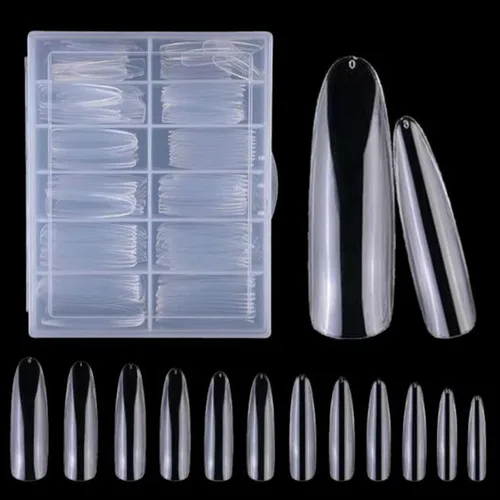 Miniatura 6 de LoveOurHome 240 puntas de uñas postizas XL de acrílico transparente en forma de almendra, uñas de cobertura completa, uñas postizas extralargas
