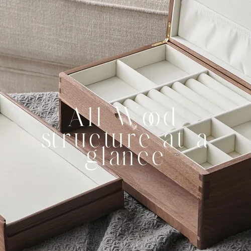 Miniatura 5 de Beexchange Joyero de madera de nogal negro, hecho a mano, caja de joyería clásica. Joyeros y organizadores para mujeres, hombres y niñas (doble capa)