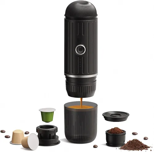 Máquina de café portátil, 8.5 fl oz de calefacción eléctrica de viaje, cafetera de viaje para cocina, electrodomésticos de viaje con bolsa de