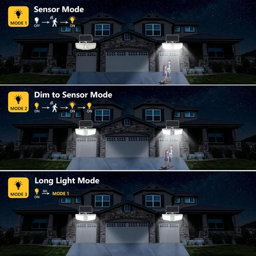 Miniatura 4 de Reflectores solares para exteriores con sensor de movimiento de 6500 K con control remoto, 180 LED impermeables, luz solar de seguridad al aire