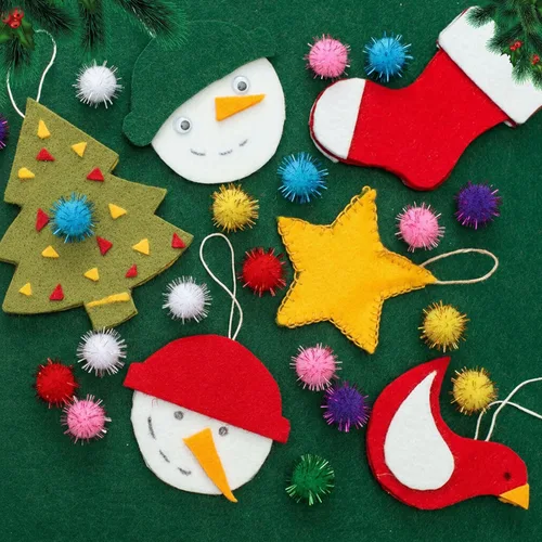 Miniatura 4 de HESTYA 500 pompones de Navidad brillantes de 0.5 pulgadas, deslumbrantes, esponjosos, pequeños pompones de fieltro con purpurina para manualidades