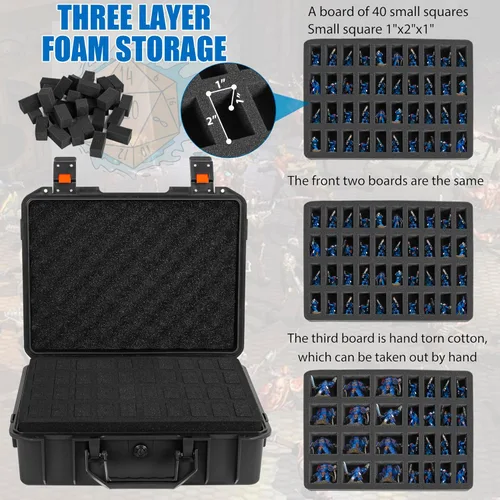 Miniatura 3 de TORIBIO Estuche de almacenamiento en miniatura con carcasa dura, Estuche de transporte de miniaturas con 108 ranuras, Estuche resistente