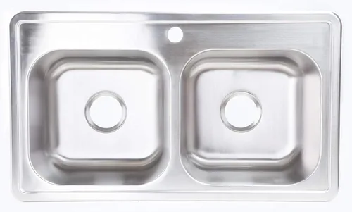 Zuhnë Fortuna 33 - Fregadero de cocina con caída en el fregadero, cuenco doble de 33 x 19 x 8 pulgadas, acero inoxidable T304 18/10, acabado