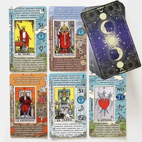 Cartas de Tarot para Principiantes, Juego de Tarot de Aprendizaje, Sin Libro de Guía Necesario, Cartas de Tarot con Significados en Ellas (Español)
