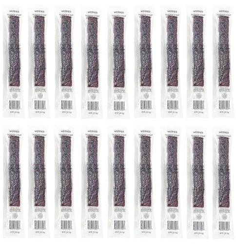 Miniatura 7 de Werner Tender Beef Jerky Strips - Paquete de 18 tiras de carne seca envueltas individualmente, fabricadas en los Estados Unidos (perlado)