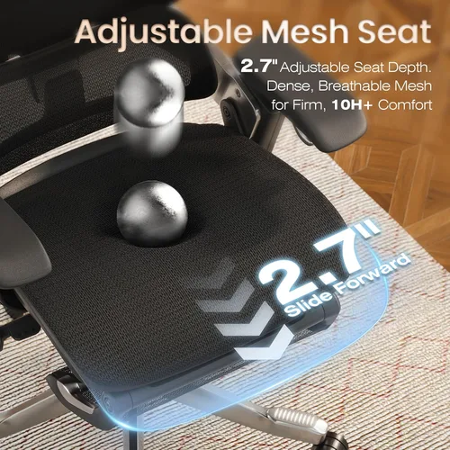 Miniatura 6 de GABRYLLY Silla de oficina ergonómica, silla de escritorio con respaldo alto con reposacabezas, brazos abatibles, bloqueo de inclinación de 90-120°