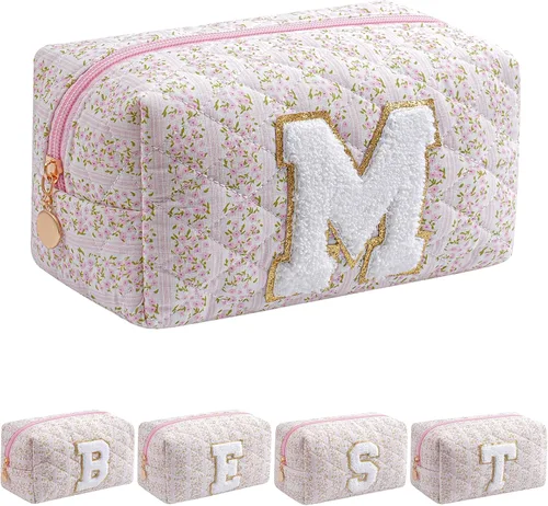 Miniatura 35 de Bolsa de maquillaje alfabética JOVAKIT, bolsa de cosméticos para mujeres, regalos de Navidad para niñas de 6 a 18 años, neceser de viaje con flores