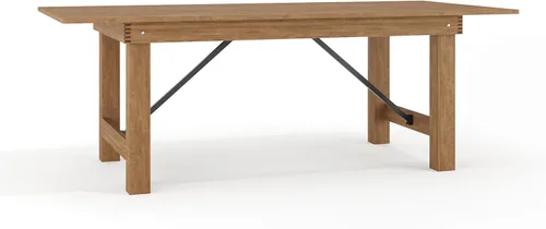 Miniatura 11 de Flash Furniture HERCULES Mesa de Granja Plegable Rectangular de Pino Macizo Rústico Antiguo de 7' x 40", Color Natural Claro