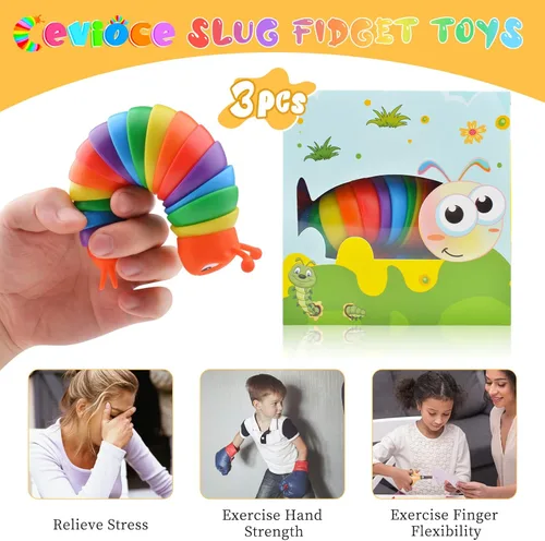 Miniatura 6 de Cevioce Juguete de Babosa para Ansiedad, Juguetes Sensoriales para Niños y Adultos, 3 Piezas de Juguetes Sensoriales para Autismo para Niños