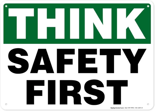 Miniatura 14 de Think Safety First Sign, 24 x 30 pulgadas, HDPE de 55 mil de grosor (polietileno de alta densidad), fabricado en Estados Unidos por My Sign Center