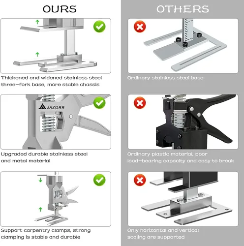 Miniatura 6 de 2 Piezas Gato de Brazo Metálico Ahorrador de Trabajo, Capacidad de Carga 440 lb, Dispositivo de Elevación Multifunción con Ajuste de Altura