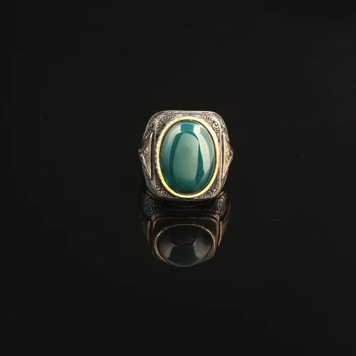 Miniatura 2 de Anillo de jade de plata de ley 925K, anillo de jade para hombres, anillo único para hombres, anillo de piedra natural, anillo de piedra de jade