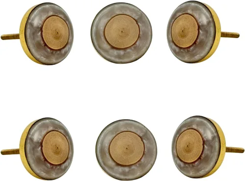 Miniatura 18 de Perilla Home Juego de 6 pomos de puerta de madera - Pomos decorativos ovalados con incrustación para puerta con mango, elegante adición