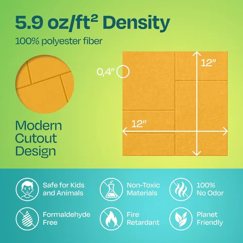 Miniatura 6 de Paneles insonorizantes de alta densidad para pared de hogar, oficina, estudio o dormitorio, tallado GridFrame decorativo, paquete de 12