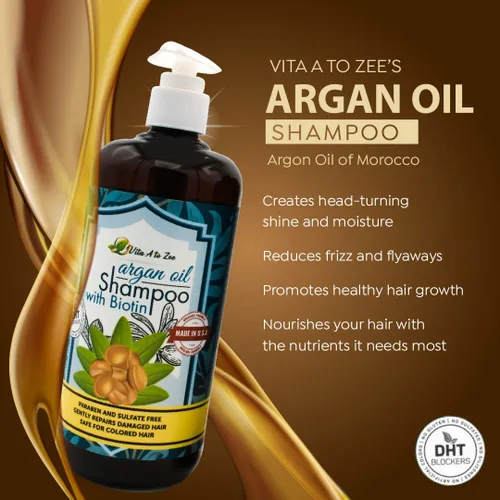 Miniatura 6 de Champú marroquí de aceite de argán y biotina (16.9 onzas líquidas) Fórmula de fuerza profesional Reparación natural del cabello, tratamiento