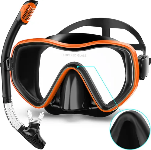 Miniatura 9 de Snorkeling Gear for Adults, Dry Snorkel Set 180° Panoramic Wide View Anti-Fog Scuba Diving Mask, Professional Snorkel Gear for Free Breathing