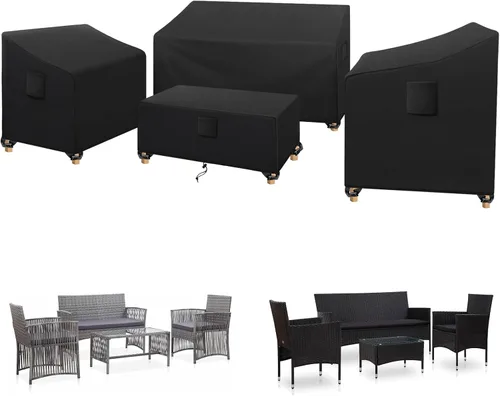 Miniatura 9 de SIRUITON Funda impermeable para muebles de exterior, 4 piezas, fundas para muebles de patio, fundas para muebles de patio, 210D, tela resistente