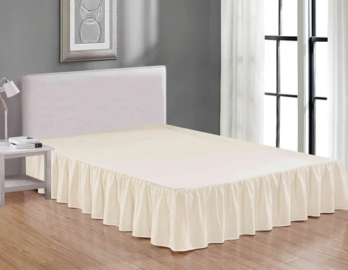 Rodapié de tela de lujo de calidad de hotel para dormitorio, resistente al polvo, a las arrugas y a la decoloración, falda de cama de 14 pulgadas de