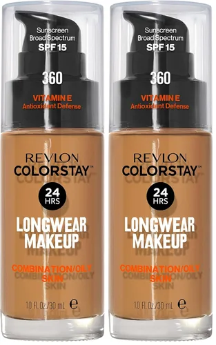Miniatura 14 de Base líquida de Revlon ColorStay Maquillaje facial para piel mixta y grasa, SPF 15, cobertura media-completa con acabado mate, beige solar (392), 1