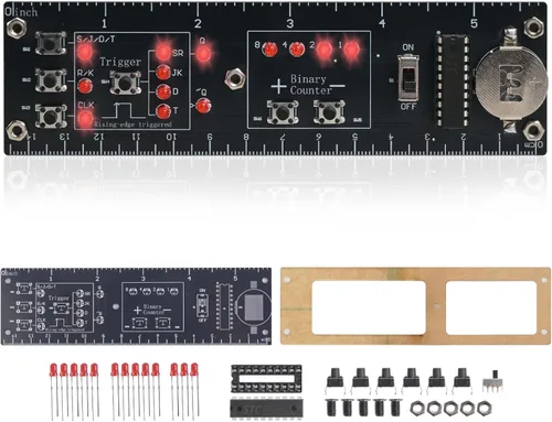Kit de soldadura de regla de circuito lógico digital para bricolaje, contador binario (0-15) y circuitos flip-flop con LED interactivos, kit de