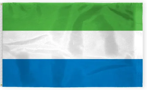 Miniatura 5 de AGAS - Bandera de cortesía de Sierra Leona de 12 x 18 pulgadas, mini bandera de Sierra Leona, de nailon pesado, ojales de latón con doble costura