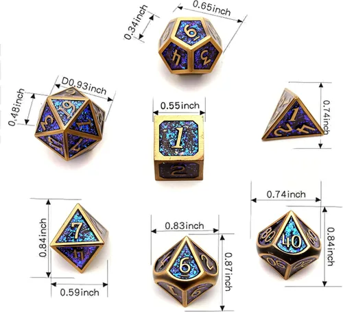 Miniatura 6 de Juego de dados de metal D&D Dragón y mazmorra de metal poliédrico, estilo punk, juego de rol RPG Explorer, MTG Pioneer Game DND, juego de dados
