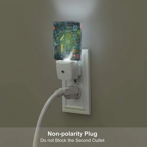 Miniatura 5 de Paquete de 2 luces LED de noche enchufables con preguntas matemáticas, luces nocturnas enchufables a la pared, lámpara de noche moderna con sensor