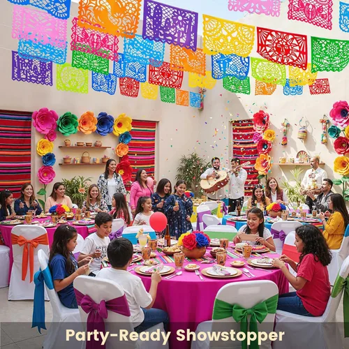 Miniatura 2 de FUTUREPLUSX Paquete de 1 pancarta de papel picado de 18 pies, decoración de fiesta de fiesta mexicana, Mes de la herencia hispana, aula española