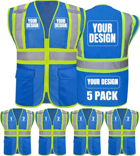 Miniatura 53 de BeautyWill Chaleco de seguridad personalizado Logo Clase 2 Chaleco reflectante de alta visibilidad con bolsillos Ropa de trabajo de construcción