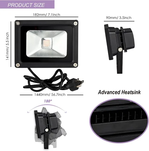 Miniatura 8 de Lanfu - Luz de inundación LED de alta potencia de 10 W, IP65, 85 V-265 V, CA para suministros de fiesta, brillo de neón, pesca, curado, fiesta
