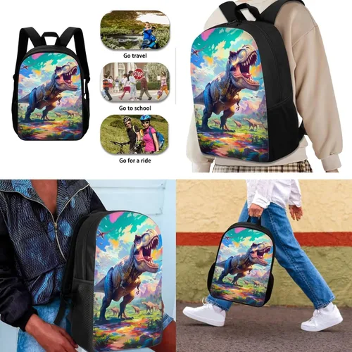 Miniatura 20 de HUGS IDEA Juego de 3 bolsas escolares con aislamiento térmico para el almuerzo, estuche para lápices