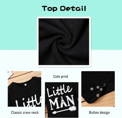 Miniatura 3 de Conjunto de ropa para bebé recién nacido, con estampado de letras, mameluco, pantalones, sombrero, conjunto de 3 piezas