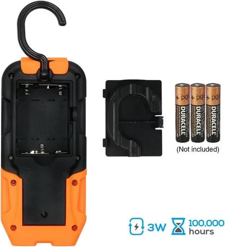 Miniatura 5 de Luz de trabajo LED transportable, 200 lúmenes, multiuso, linterna, base magnética y gancho para colgar, a batería, 5000 K luz de día, ángulo